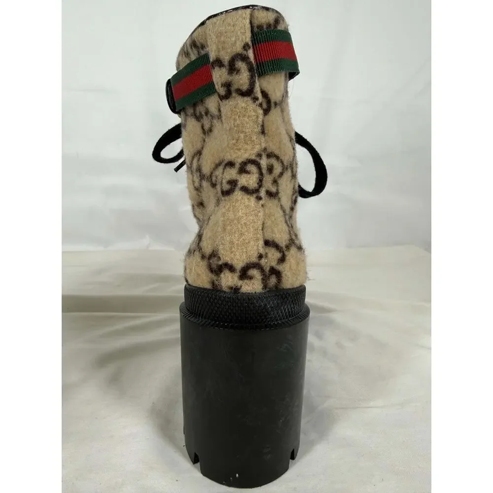 Women's Size 8.5 Gucci Web Accent Wool Combat Boots SPB-JB 371720